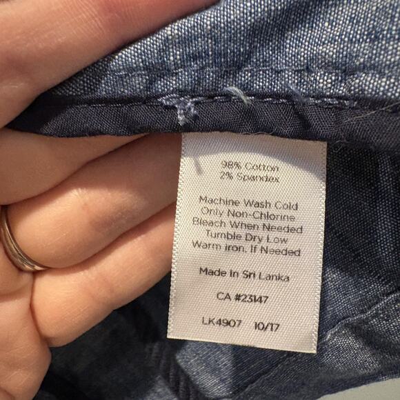 Talbots Jacket Women XS Extra Small Blue Chambray Utility Drawstring Funnel Neck - Picture 10 of 11